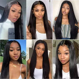 Long Silk Straight 18-30Inch 12A Virgin Hair Transparent Lace Front Wigs