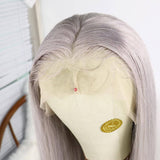 Silver Gray Straight Lace Front Wigs 100% Virgin Human Hair Grey Wigs