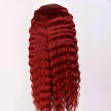 Red Deep Wave Hair Lace Front Wigs 100% Virgin Human Hair Burgundy Wigs