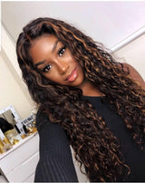 Highlight Curly Water Wave 100% Virgin Human Hair Lace Front Wigs