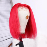 Luxurious Red Short Bob Lace Front Wigs 100% Virgin Human Hair Wigs