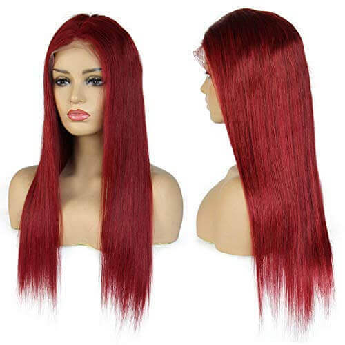 Red Straight Lace Front Wigs 100% Virgin Human Hair For Black Women