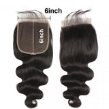 Body Wave Virgin Hair 6x6 Transparent Lace Closure 14-20Inch