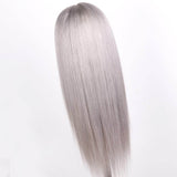 Silver Gray Straight Lace Front Wigs 100% Virgin Human Hair Grey Wigs