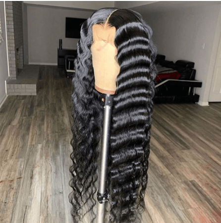 Long Deep Wave 12A Virgin Human Hair Wig Transparent Lace Front Wigs