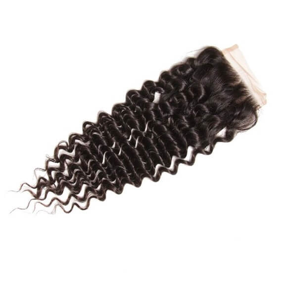 Brazilian Remy Hair Deep Wave 4x4 Closure with 3 PCS Top Quality Bundles