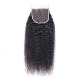 Kinky Straight 3pcs Bundles with 4x4 Closure Remy Human Hair Weave with Closure