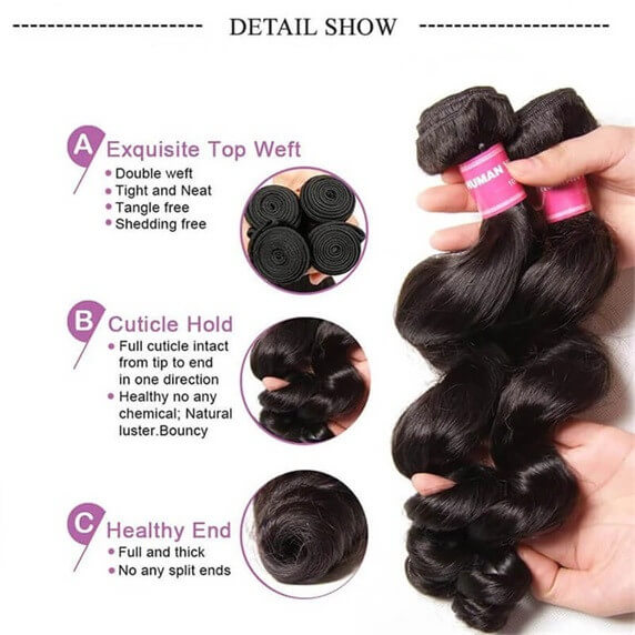 Brazilian Loose Wave 13x4 Ear to Ear Lace Frontal with 3 PCS Top Quality Bundles