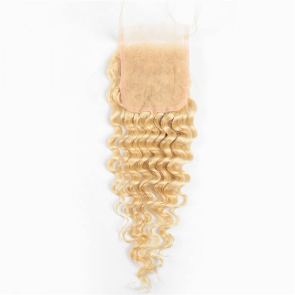 613 Blonde Deep Wave Virgin Hair 4x4 Lace Closure