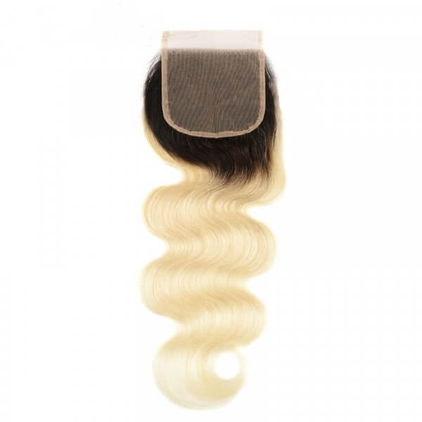 Ombre 1B/613 Blonde Body Wave Virgin Hair 4x4 Closure