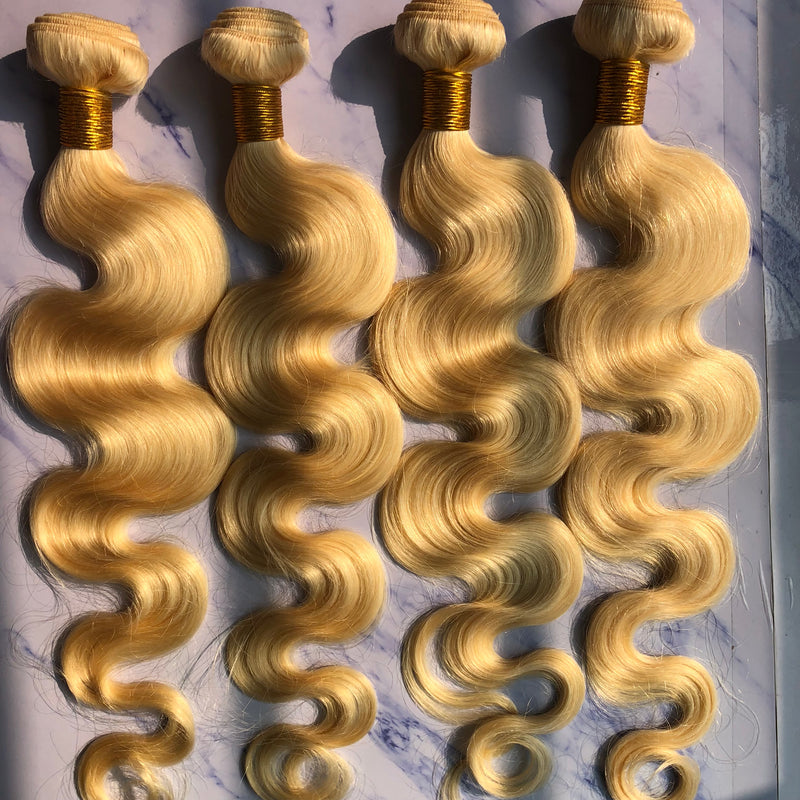 613 Blonde Brazilian Virgin Hair Body Wave 3 Bundles