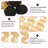 Ombre 1B/613 Blonde Body Wave 13x4 Lace Frontal with 3 PCS Top Quality Bundles