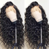 Water Wave Virgin Hair 180% Density Transparent Lace Front Human Hair Wigs