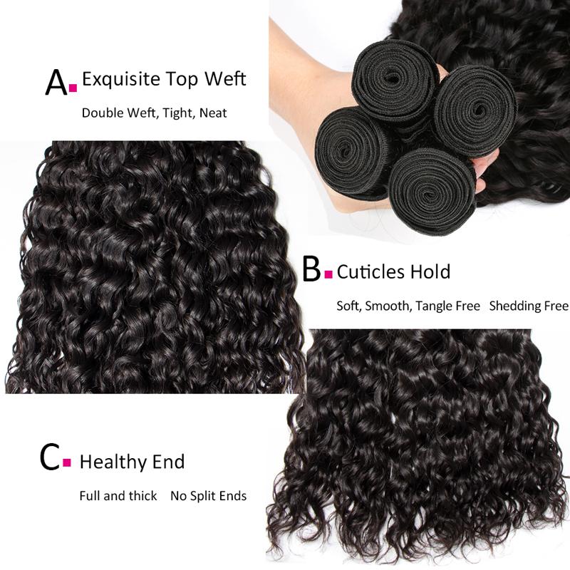 Water Wave 3/4 Bundles Deal Raw Indian Human Hair
