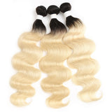 Ombre 1B/613 Blonde Body Wave 4x4 Closure with 3 PCS Top Quality Bundles