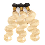 Ombre 1B/613 Blonde Body Wave 13x4 Lace Frontal with 3 PCS Top Quality Bundles