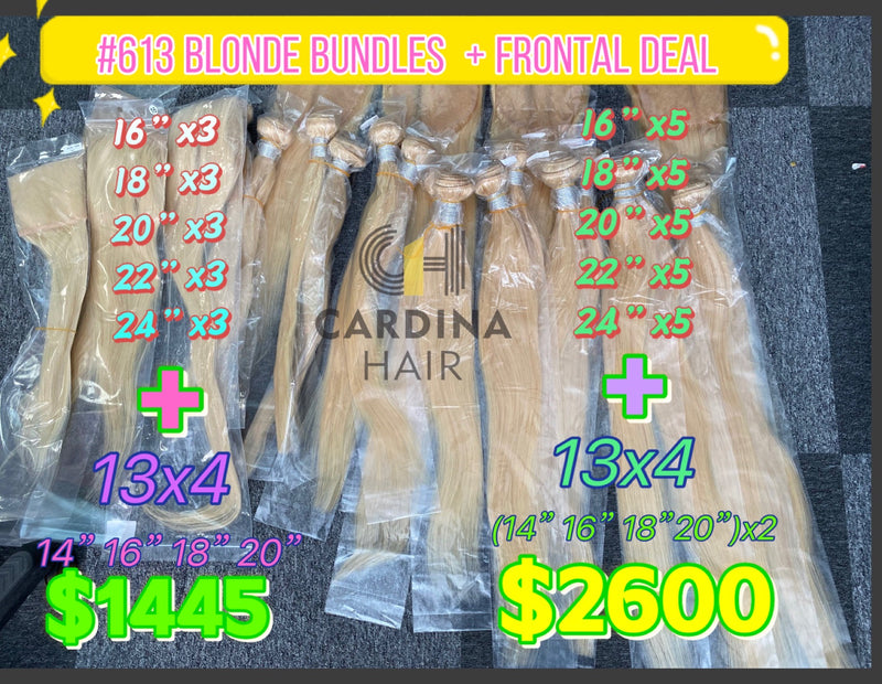 25 PCS 613 BLONDE BUNDLES+ 8 PCS 613 BLONDE FRONTAL DEALS