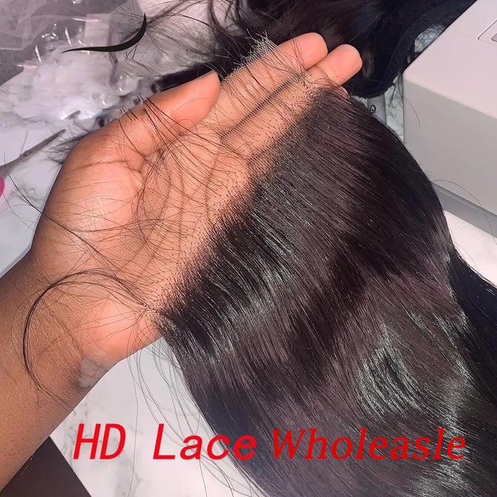 Wholesale 5PCS Straight HD Swiss Lace Closure Brazilian Human Hair