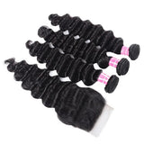 Remy Hair Loose Deep Wave 4x4 Closure with 3 PCS Top Quality Bundles