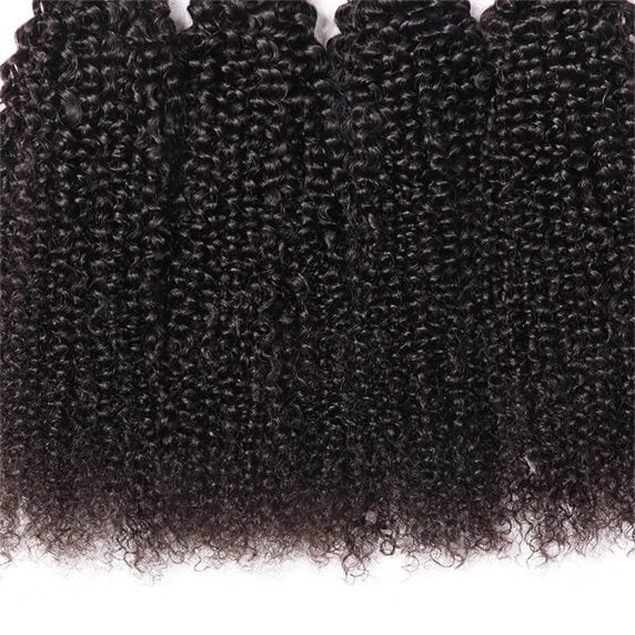 High Quality 13x4 Ear to Ear Kinky Curly Lace Frontal with 3 PCS Brazilian Bundles