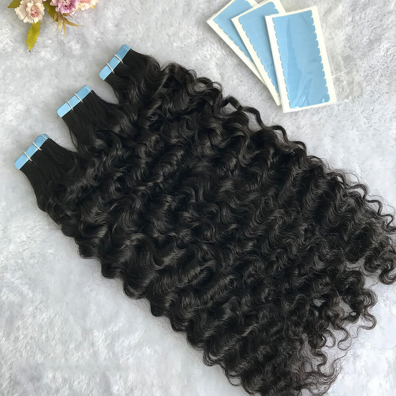 Cardinahair Natural Wave Tape In Human Hair Extensions Skin Weft Hair Extensions