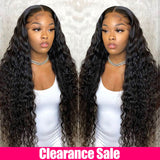 30inch Deep Wave Virgin Hair Transparent Lace Front Long Human Hair Wigs