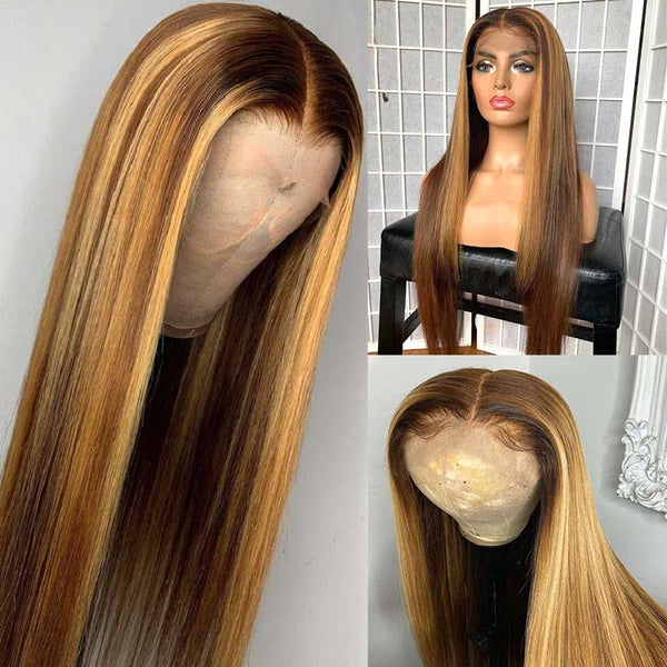 Flash Sale 20-30inch 150% Density Straight Highlight 13x4 Lace Front Wigs