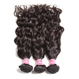 Natural Wave 3pcs Bundles with 4x4 Closure Remy Human Hair Weave with Closure