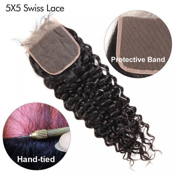 Brazilian Water Wave 5x5 Lace Closure Free Part Virgin Hair