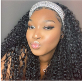Affordable&Beginner Friendly! Natural Black Romantic Wave Curly Headband Wig