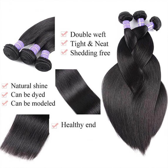 Brazilian 3pcs Bundles Straight Weave Virgin Hair Extension 3 Bundle Deals