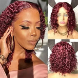 99J Curly 180% Density Burgundy Lace Front Wigs 100% Virgin Human Hair