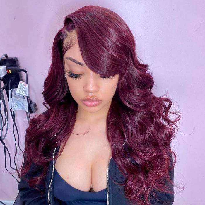 Vibrant Burgundy Body Wave Lace Front Wigs 100% Virgin Human Hair 99J Wigs