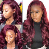 Straight/Curly/Body Wave Burgundy Virgin Hair 180% Density Lace Front Wigs