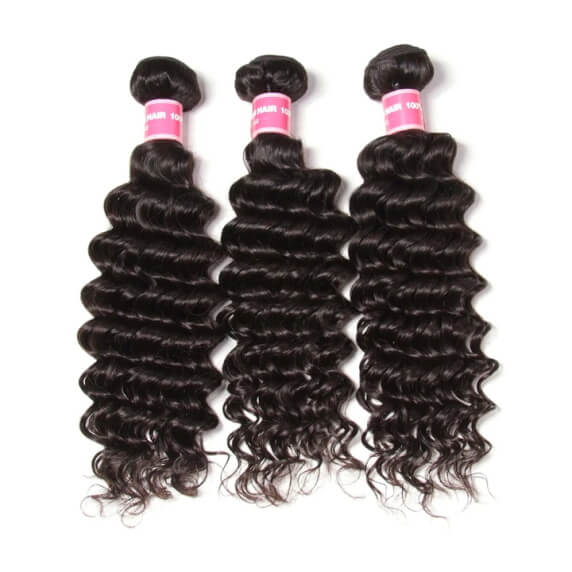 High Quality Deep Wave 13x4 Ear to Ear Lace Frontal with 3 PCS Brazilian Bundles