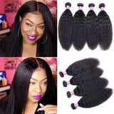 10A Virgin Hair Weave Kinky Straight 4 Bundles Deals High Quality Extensions