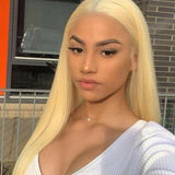 100% Virgin Hair Pure 613 Blonde Straight Lace Front Wigs with Baby Hair