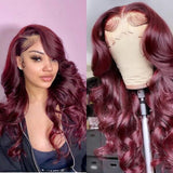 Vibrant Burgundy Body Wave Lace Front Wigs 100% Virgin Human Hair 99J Wigs