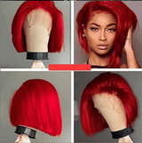 Red Straight Bob Lace Front Wigs 100% Virgin Human Hair For Black Women