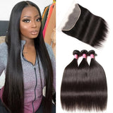 Straight 3pcs Bundles with 13x4 Frontal Remy Human Hair Weave with Frontal