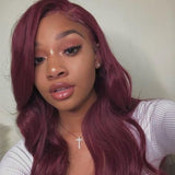 99J Body Wave Lace Front Wigs 100% Virgin Human Hair Burgundy Wigs