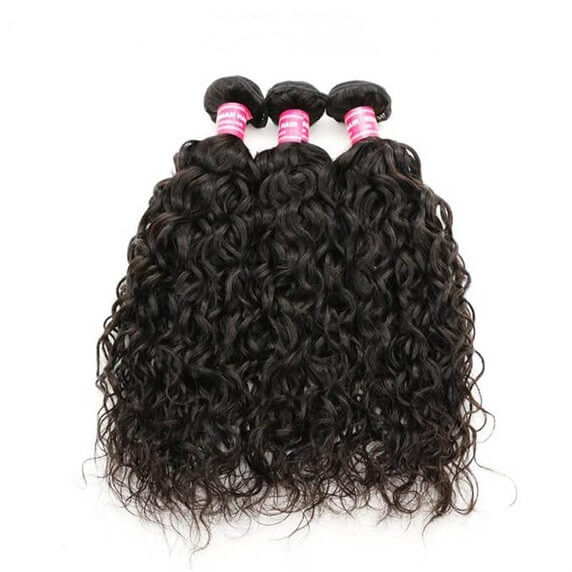 Water Wave 3pcs Bundles with 13x4 Frontal Remy Human Hair Weave with Frontal
